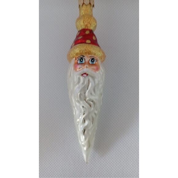 Christopher Radko Santa Head 2 Face Icicle Long Beard Christmas Ornament - Picture 2 of 16